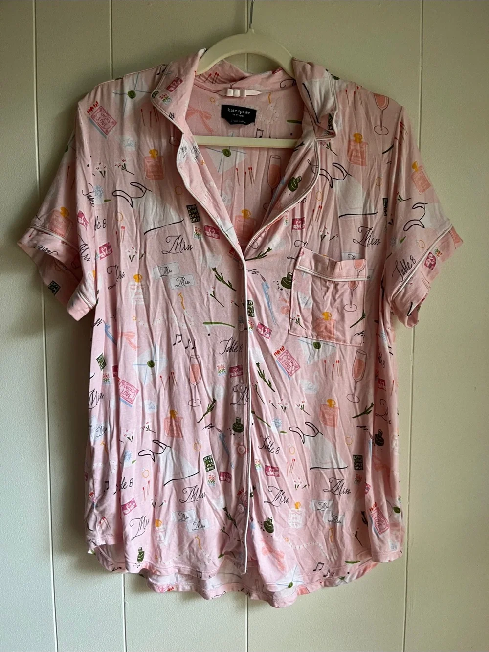 Kate Spade New York With Love Bridal Modal Jersey Short Sleeve Pajama Set Sz L